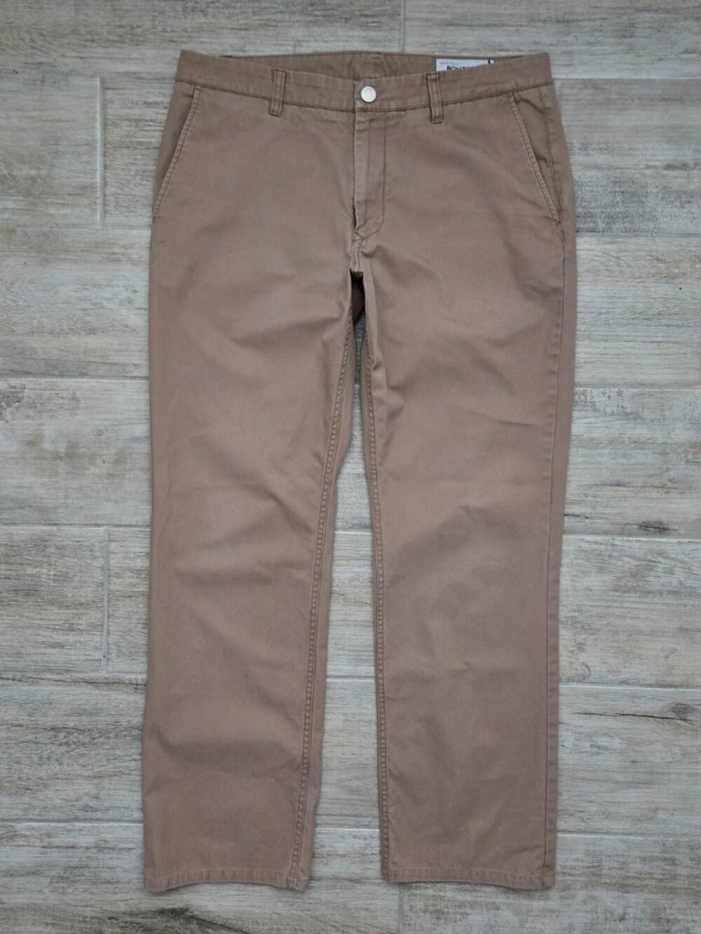 Bonobos Washed Chino Pants Mens Khaki Straight Fit Office Preppy 34W 32L